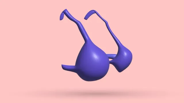 A 3D bra rendered in blue
