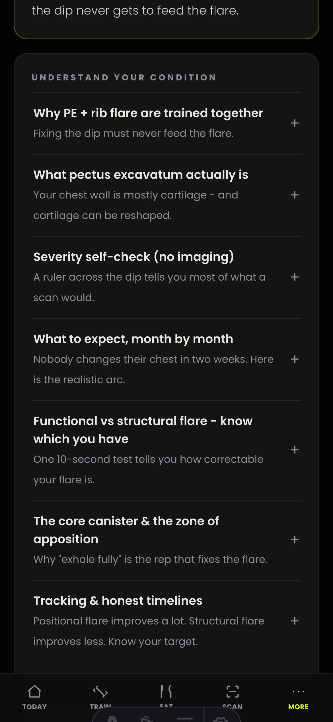 The Learn screen of the mrpectus app