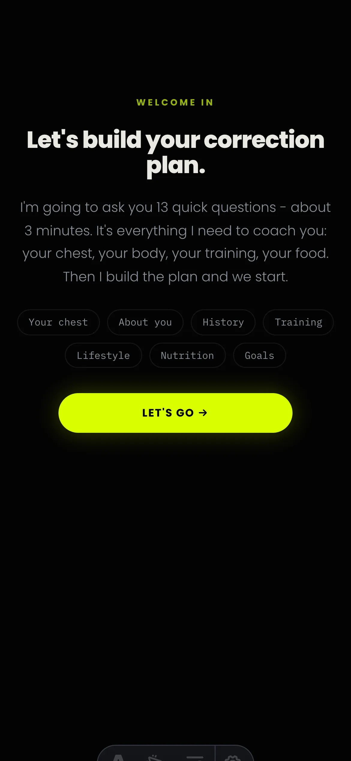 The Onboarding screen of the mrpectus app