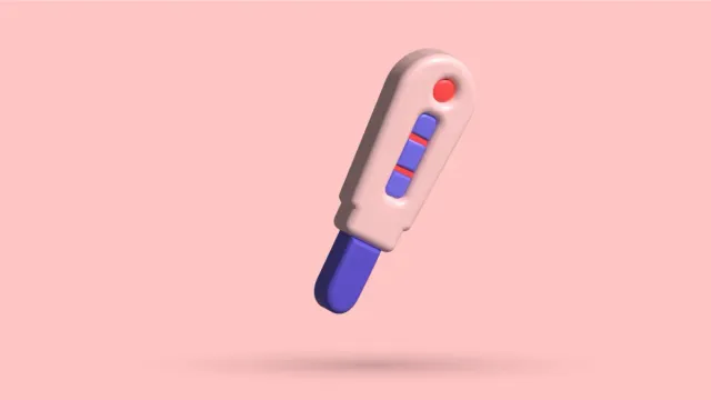 A 3D pregnancy test showing two lines
