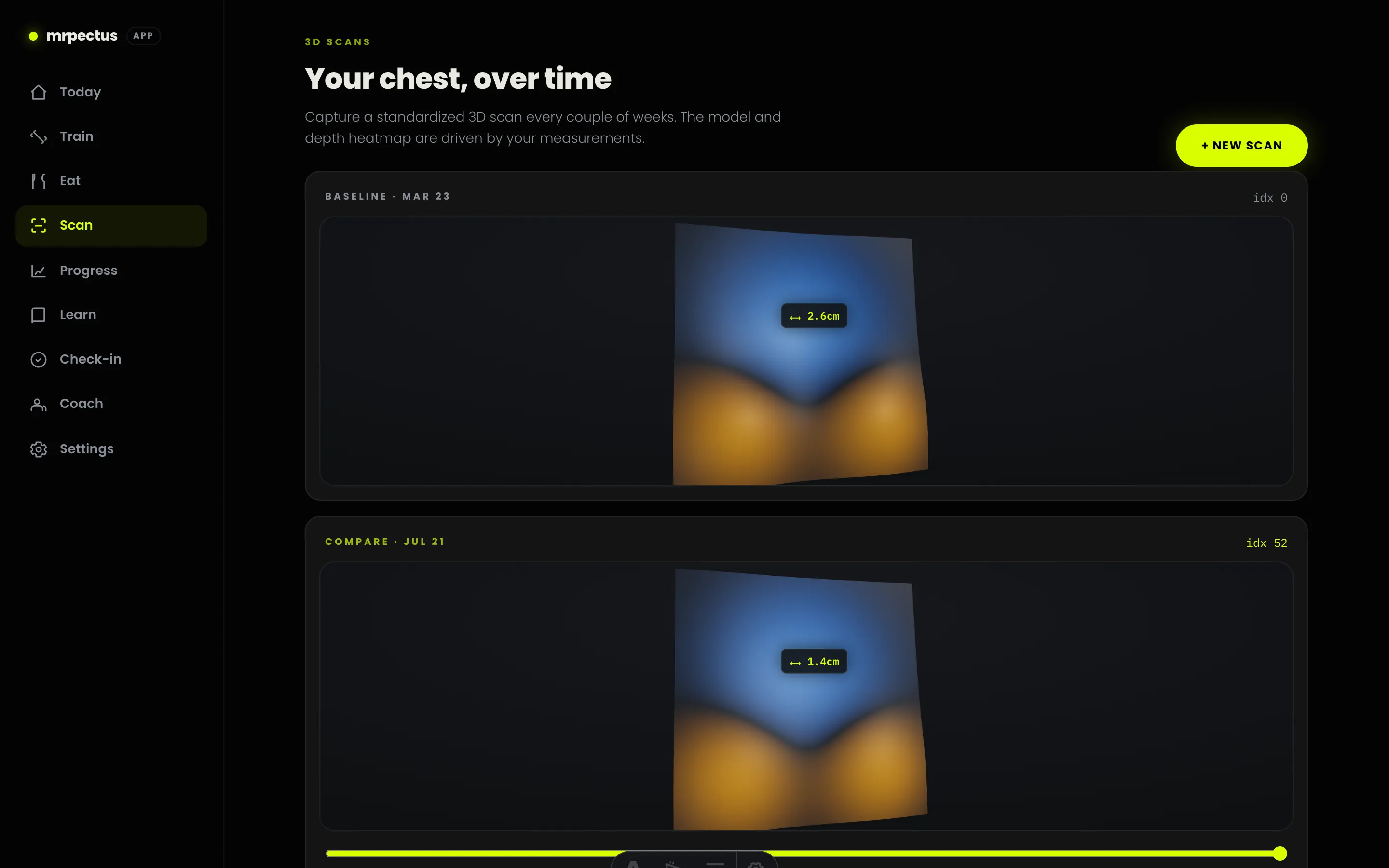 The Scan screen of the mrpectus app