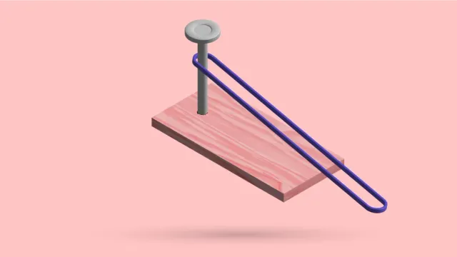 A 3D resistance band looped around an anchor on a board