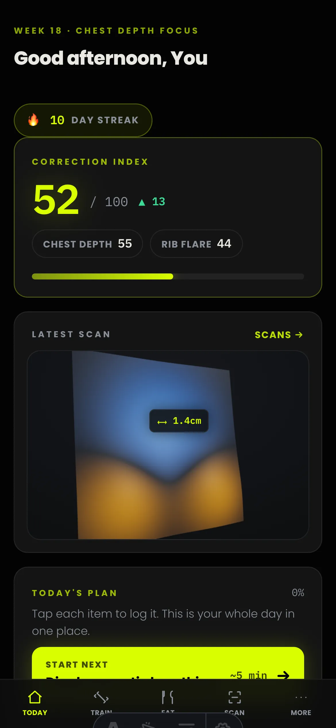The Today screen of the mrpectus app