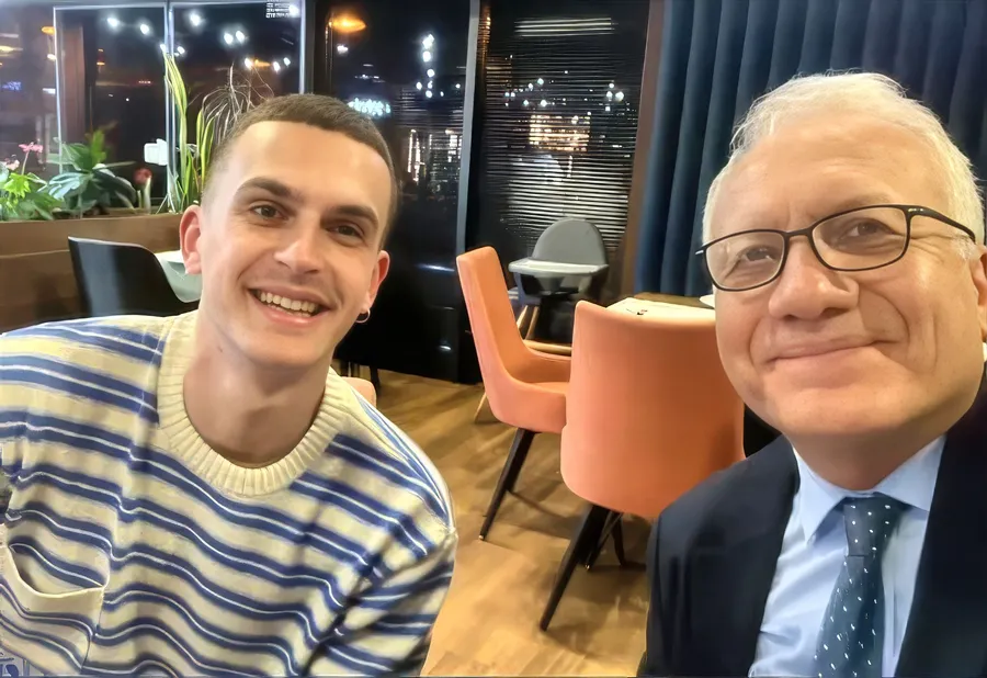 Prof. Dr. Mustafa Yüksel and Mihail Veleski sitting together during their meeting in Skopje