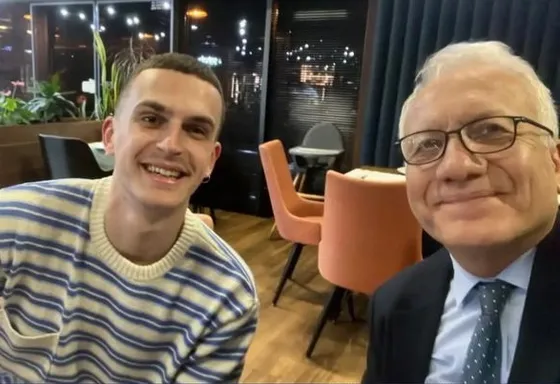 Mihail Veleski and Prof. Dr. Mustafa Yüksel sitting together during their meeting in Skopje, Macedonia